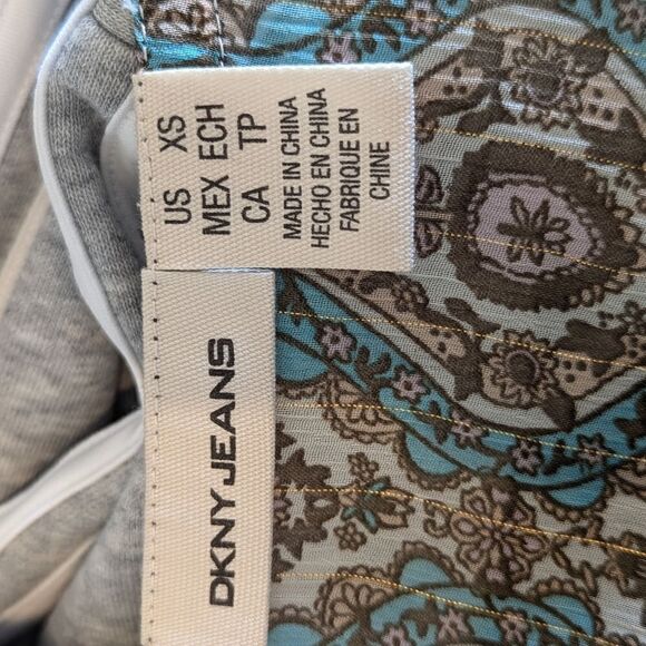 DKNY Jeans Blue Patterned Boho Babydoll Top - Picture 6 of 7